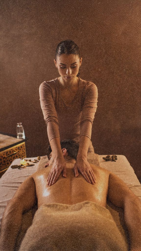 brown and white minimalist massage benefits instagram story